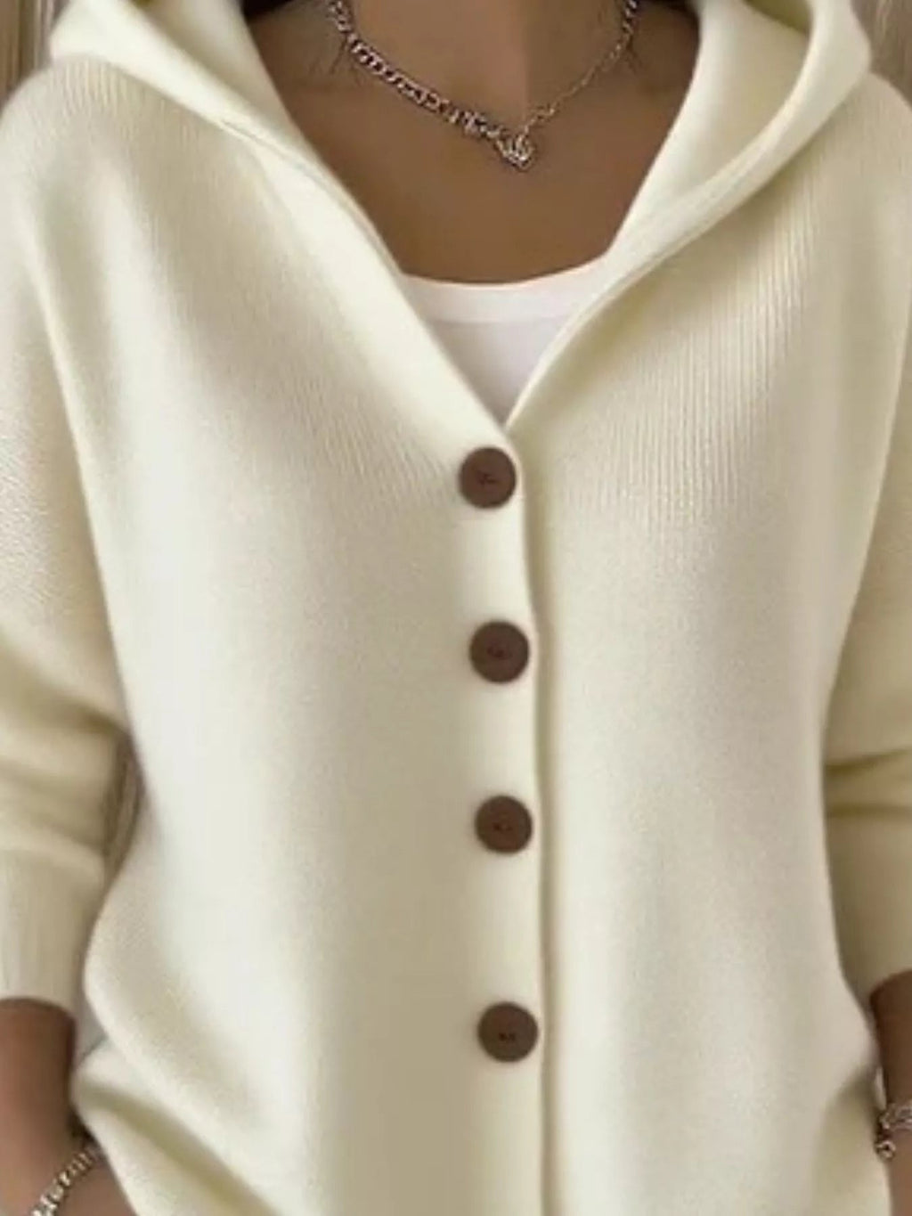 Full Size Hooded Button-Front Soft Knit Cardigan Plus Size - Quarter Circle AK Boutique