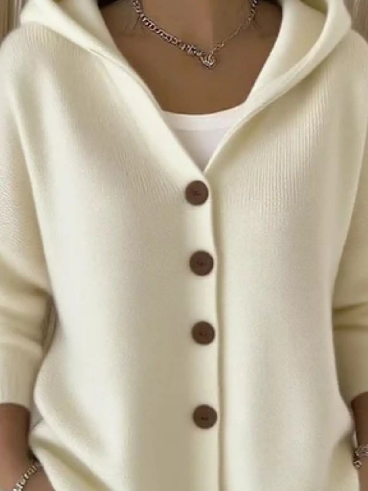 Full Size Hooded Button-Front Soft Knit Cardigan Plus Size - Quarter Circle AK Boutique