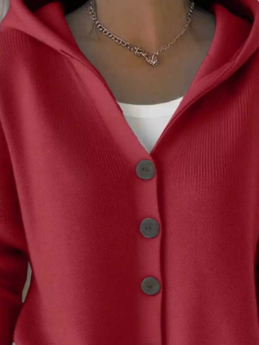 Full Size Hooded Button-Front Soft Knit Cardigan Plus Size - Quarter Circle AK Boutique