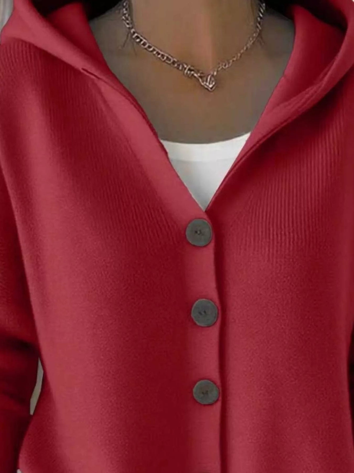 Full Size Hooded Button-Front Soft Knit Cardigan Plus Size - Quarter Circle AK Boutique