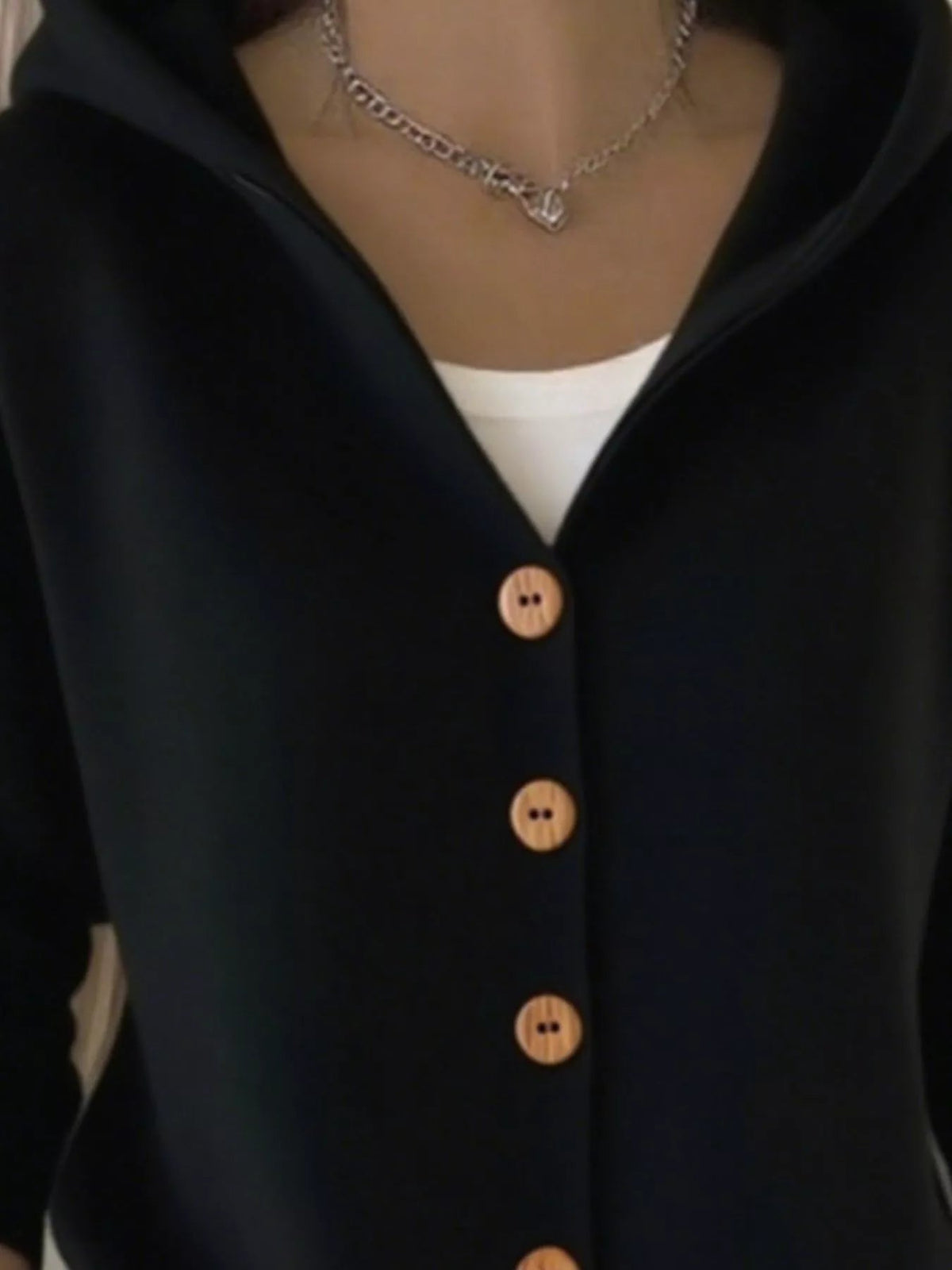 Full Size Hooded Button-Front Soft Knit Cardigan Plus Size - Quarter Circle AK Boutique