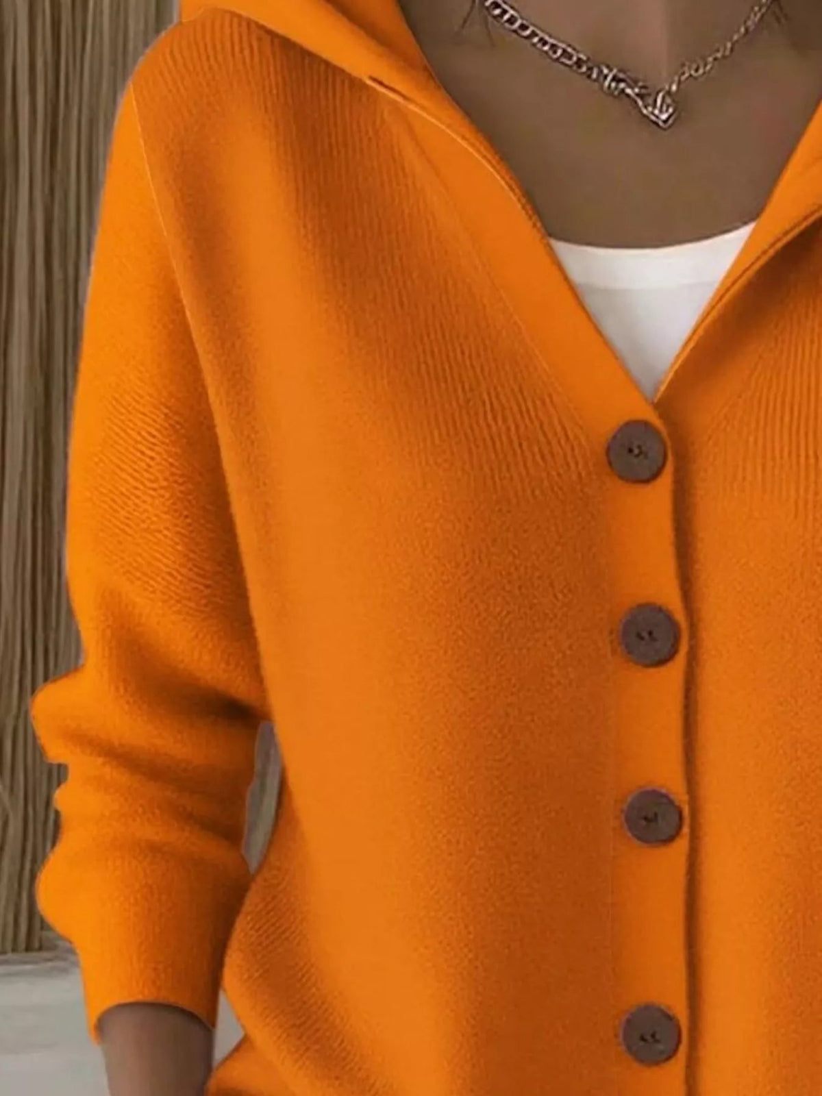 Full Size Hooded Button-Front Soft Knit Cardigan Plus Size - Quarter Circle AK Boutique