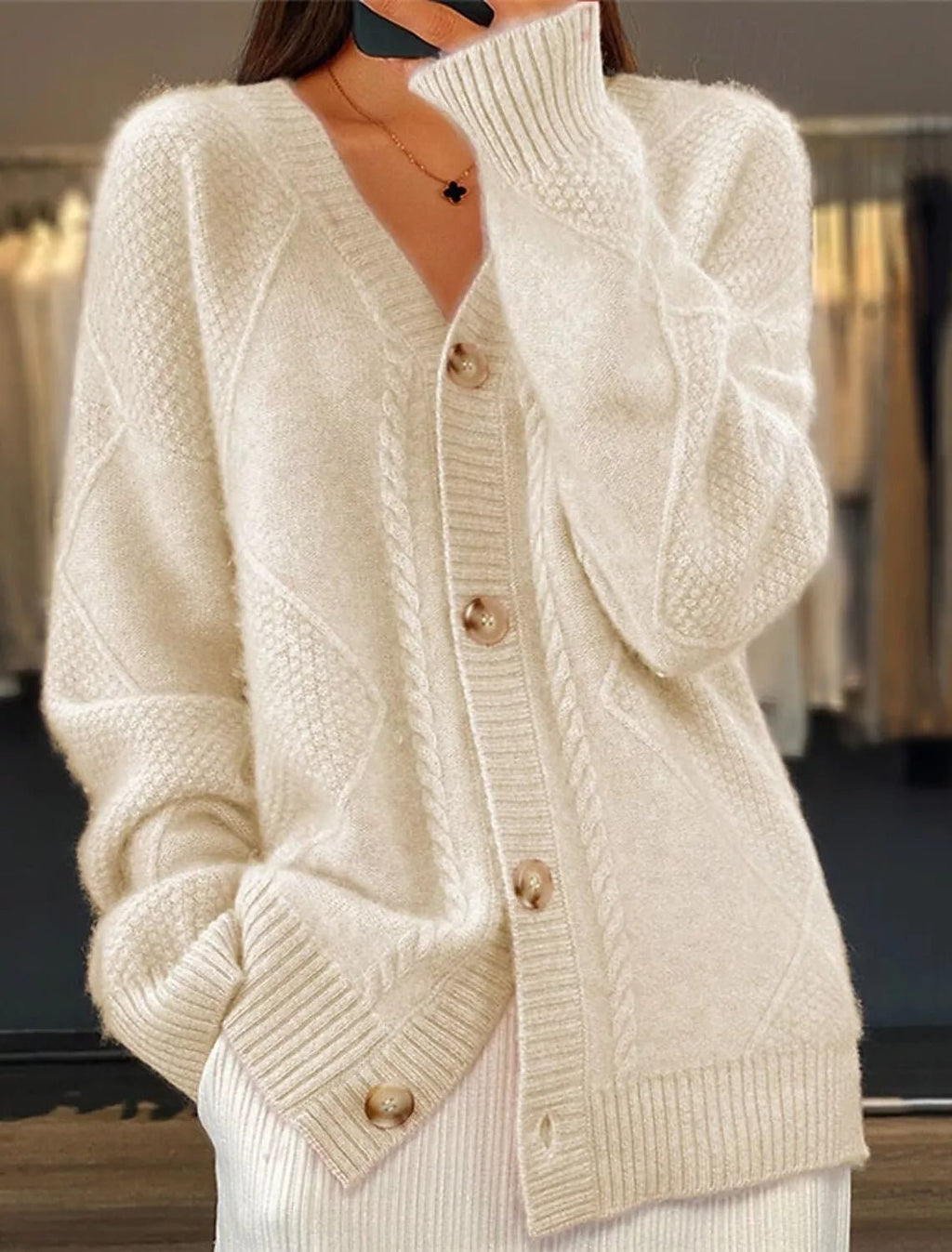 Full Size Textured Knit Button-Down Cardigan Plus Size - Quarter Circle AK Boutique