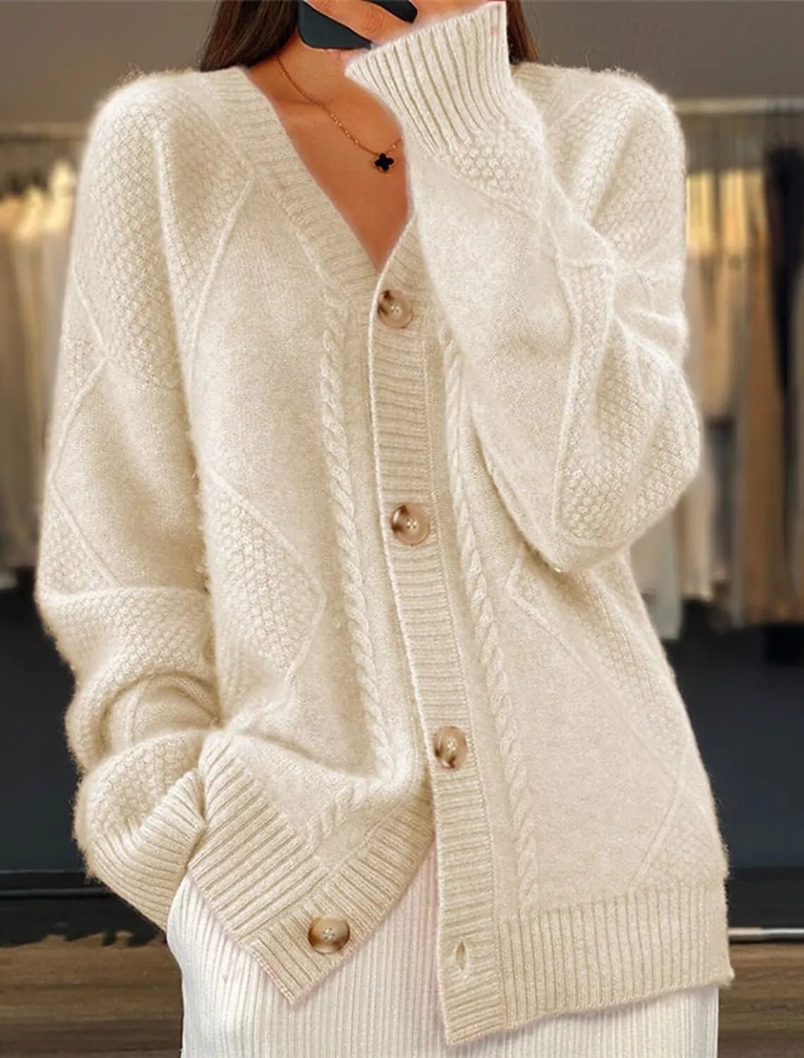 Full Size Textured Knit Button-Down Cardigan Plus Size - Quarter Circle AK Boutique