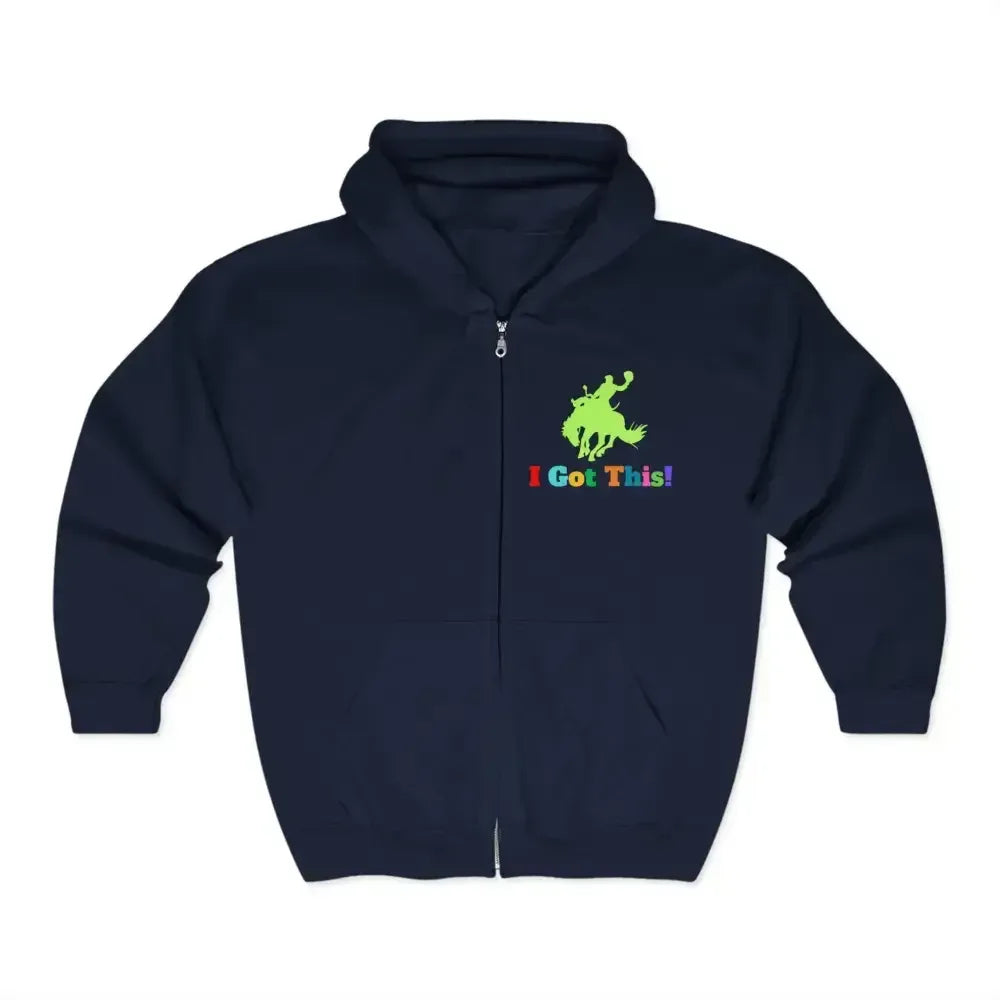 Full Zip Hooded Sweatshirt, Soft Fleece Bucking Bronc Jacket