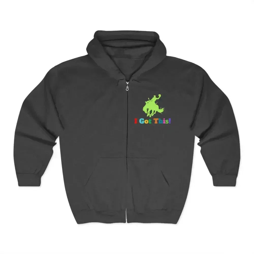 Full Zip Hooded Sweatshirt, Soft Fleece Bucking Bronc Jacket