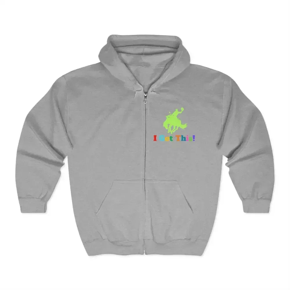 Full Zip Hooded Sweatshirt, Soft Fleece Bucking Bronc Jacket