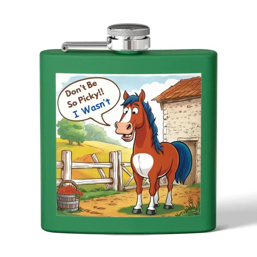 Funny Horse Stainless Steel Flask, Unique Gift for Horse Lovers, 6oz