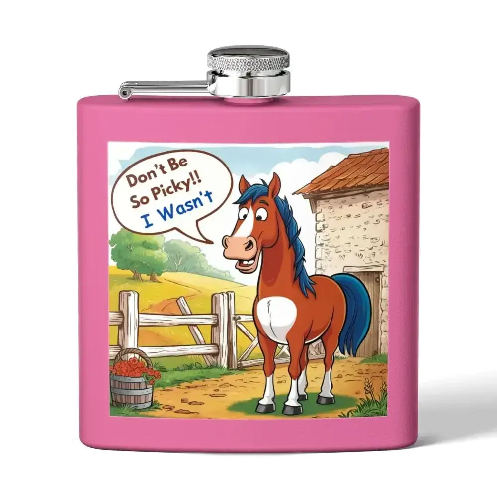 Funny Horse Stainless Steel Flask, Unique Gift for Horse Lovers, 6oz