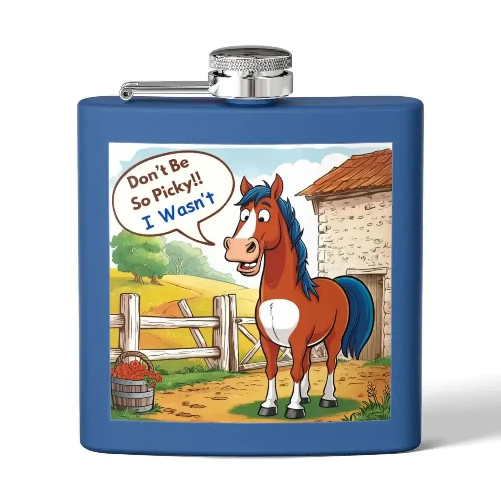 Funny Horse Stainless Steel Flask, Unique Gift for Horse Lovers, 6oz