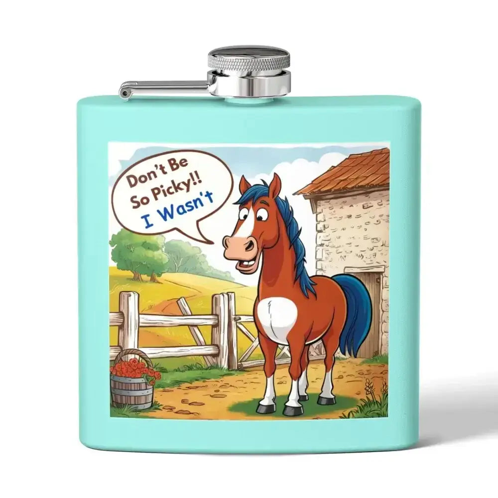 Funny Horse Stainless Steel Flask, Unique Gift for Horse Lovers, 6oz