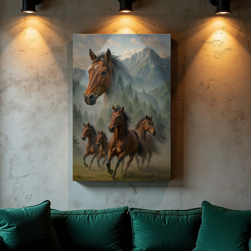 Galloping Horse Double Exposure Wall Art - Quarter Circle AK Boutique
