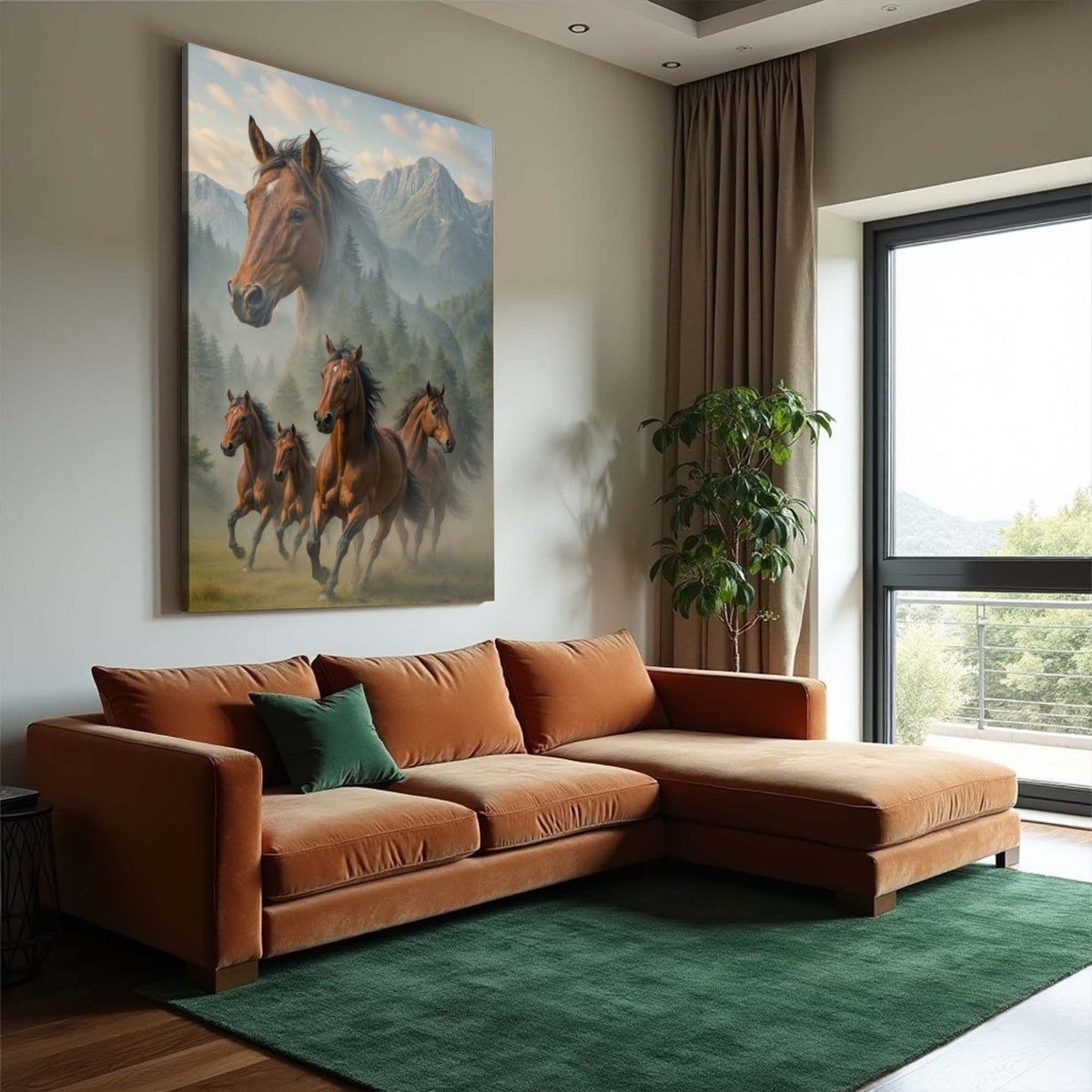 Galloping Horse Double Exposure Wall Art - Quarter Circle AK Boutique