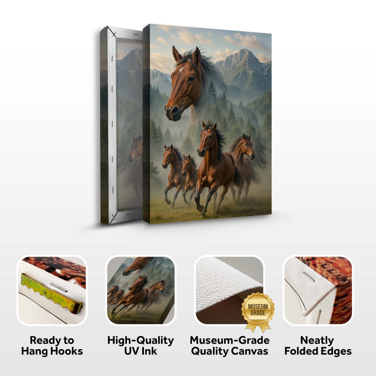 Galloping Horse Double Exposure Wall Art - Quarter Circle AK Boutique