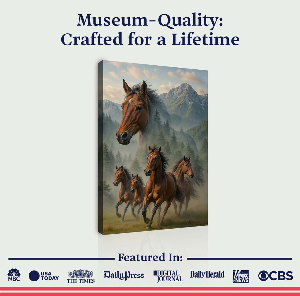 Galloping Horse Double Exposure Wall Art - Quarter Circle AK Boutique