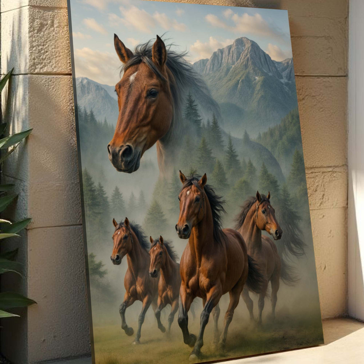 Galloping Horse Double Exposure Wall Art - Quarter Circle AK Boutique