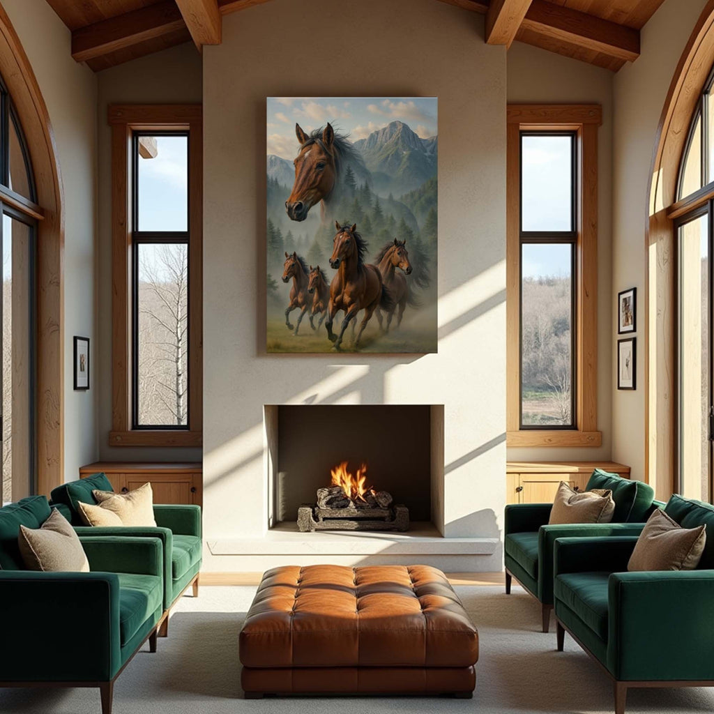 Galloping Horse Double Exposure Wall Art - Quarter Circle AK Boutique