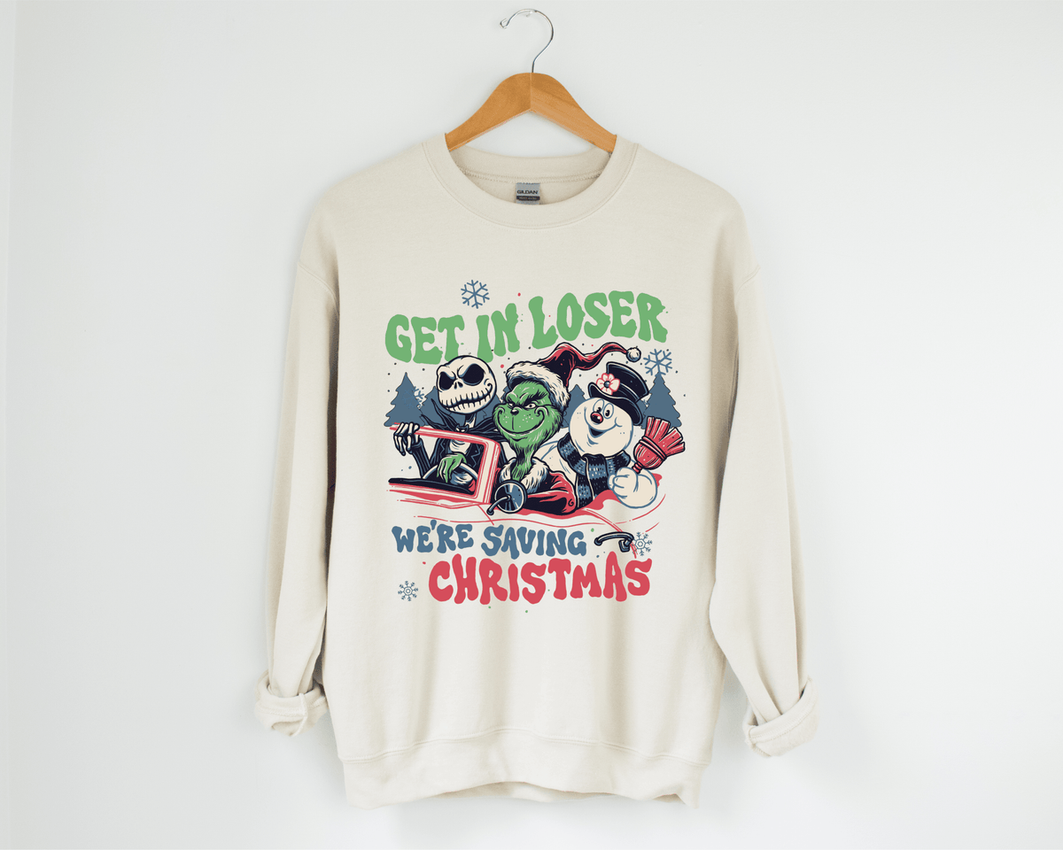 Get in loser we're saving Christmas Design tee or sweatshirt - Quarter Circle AK Boutique