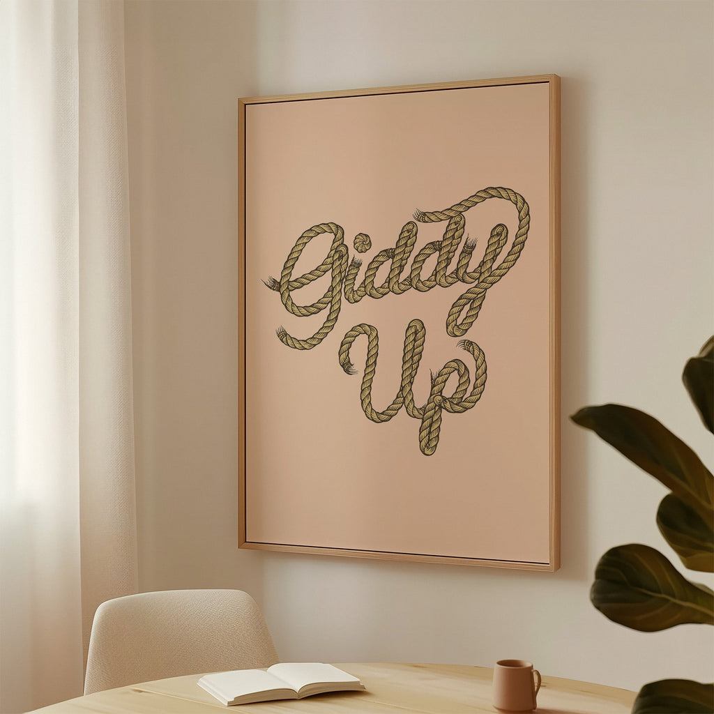 Giddy Up Rope Typography Print – Western Cowboy Wall Art - Quarter Circle AK Boutique