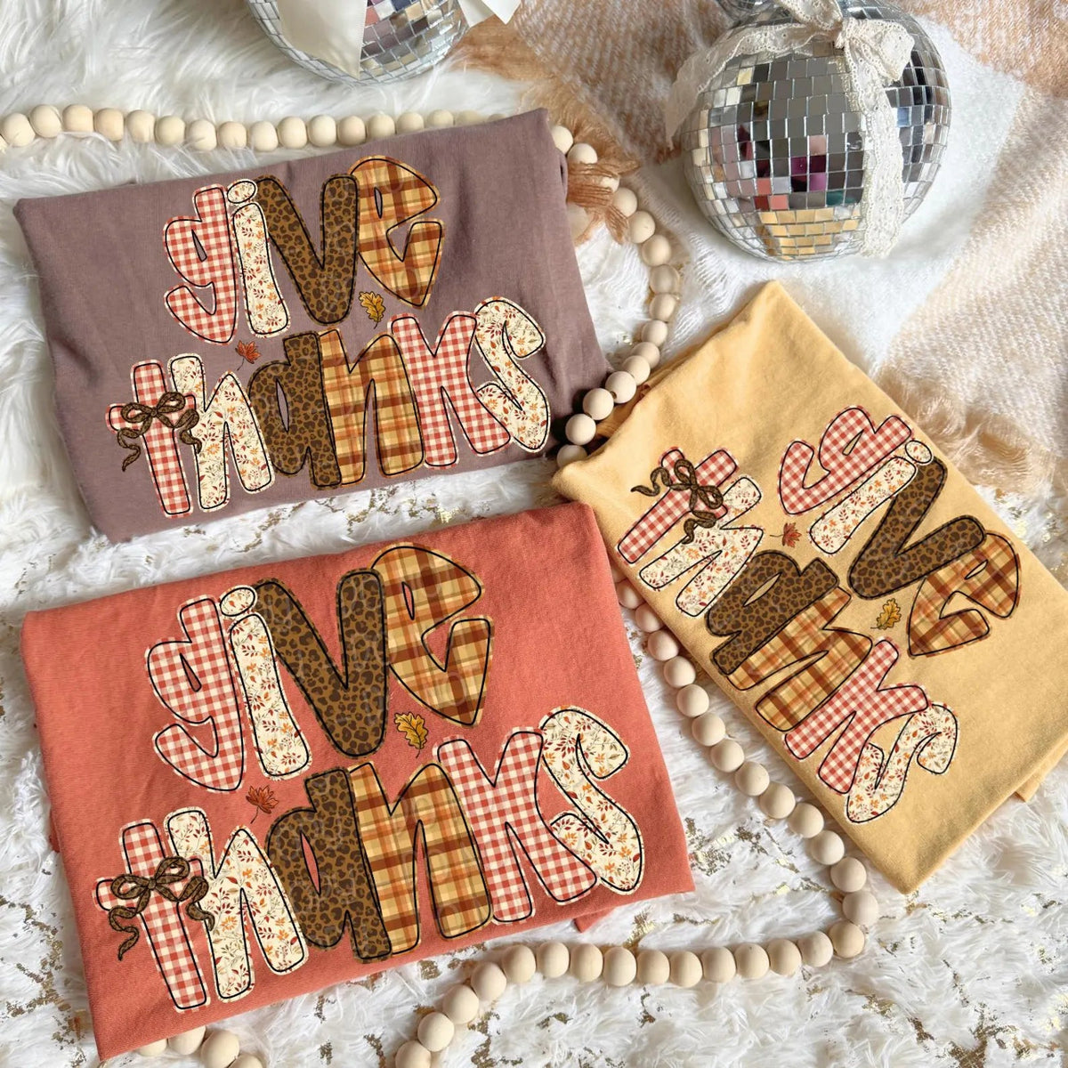 Give thank faux embroidered tee or sweatshirt - Quarter Circle AK Boutique