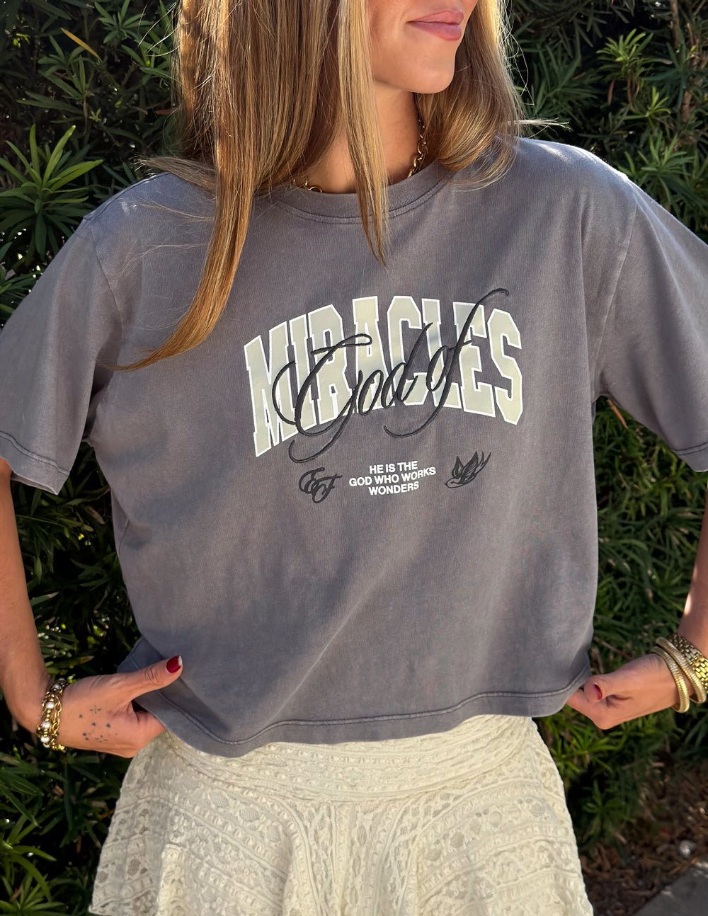 God of Miracles Cropped Women's Tee - Quarter Circle AK Boutique
