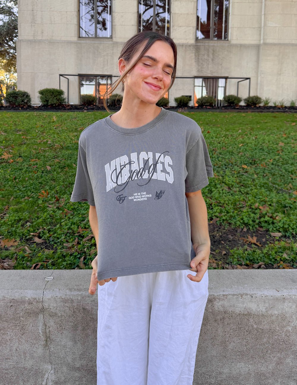 God of Miracles Cropped Women's Tee - Quarter Circle AK Boutique