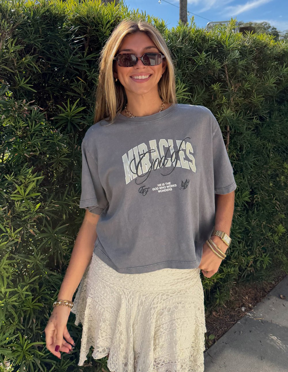 God of Miracles Cropped Women's Tee - Quarter Circle AK Boutique