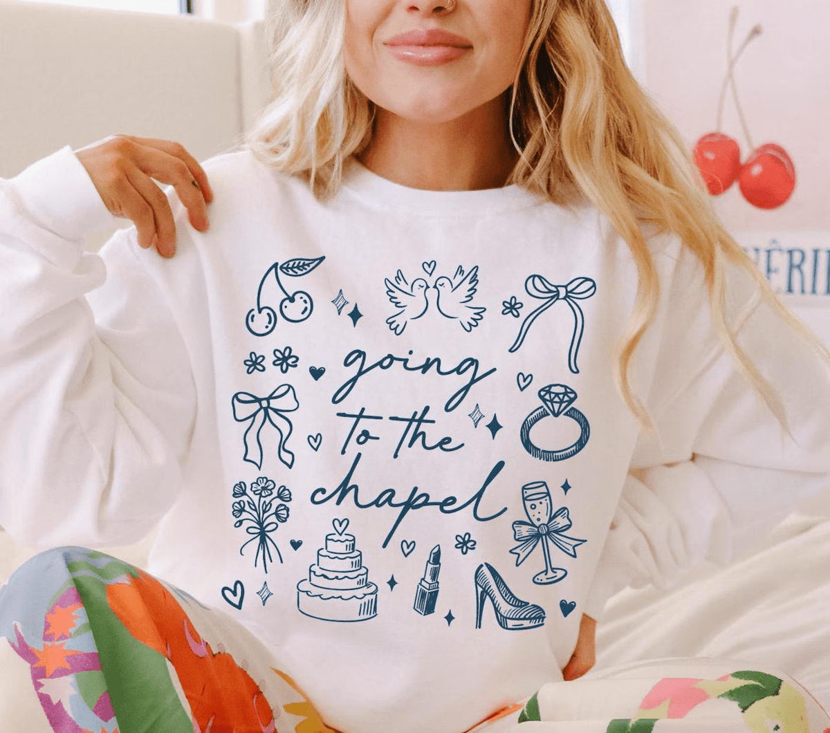 Going to the chapel collage cherries tee or sweatshirt - Quarter Circle AK Boutique