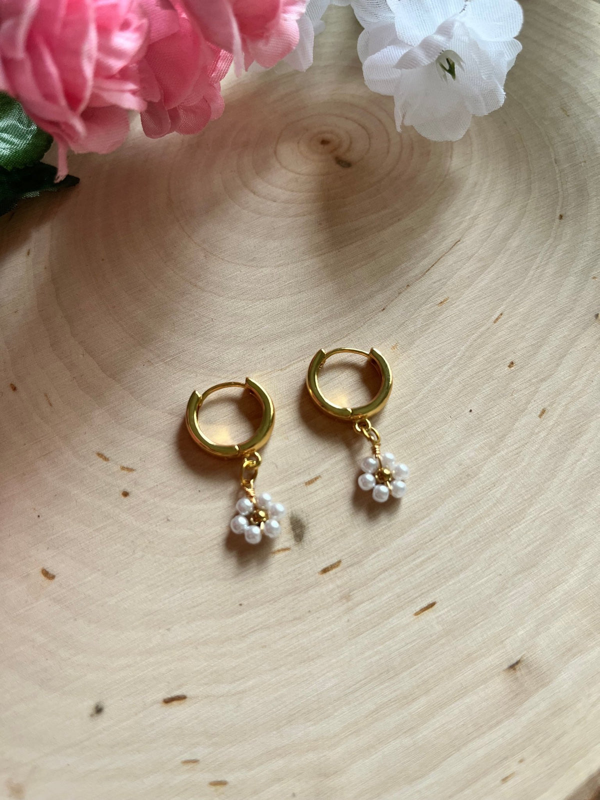 Gold Floral Huggies - Quarter Circle AK Boutique