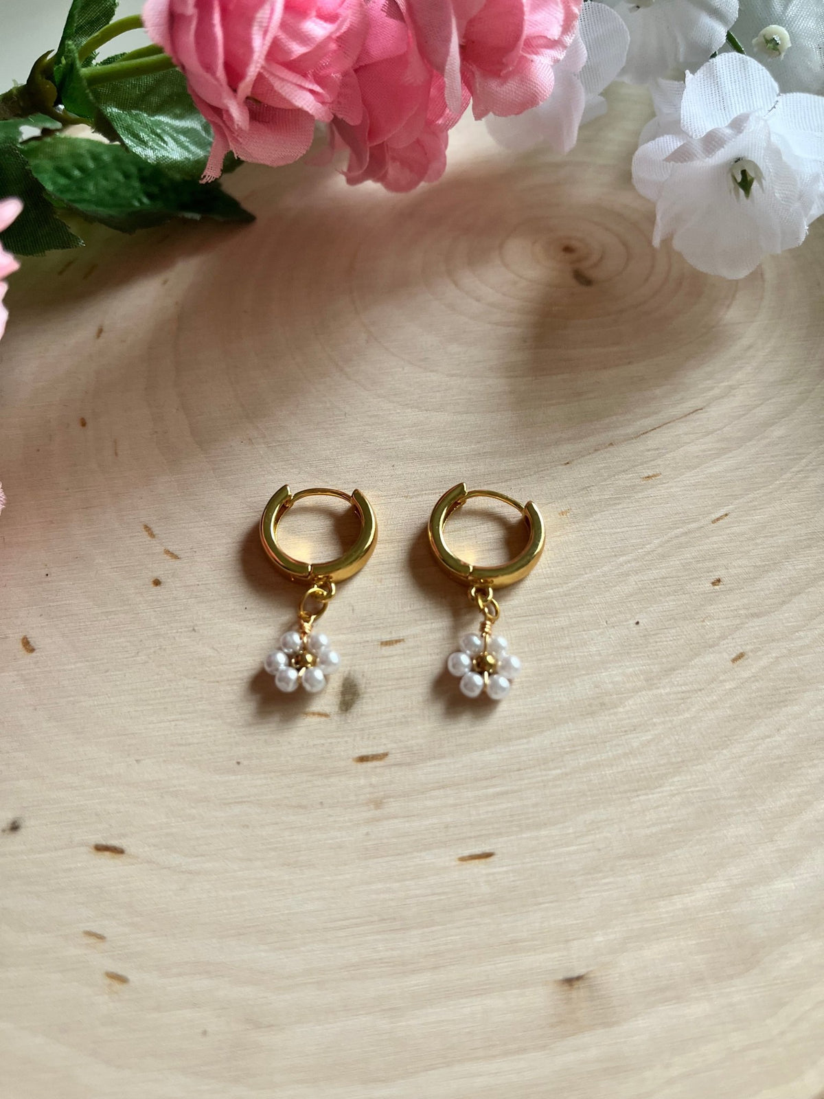 Gold Floral Huggies - Quarter Circle AK Boutique