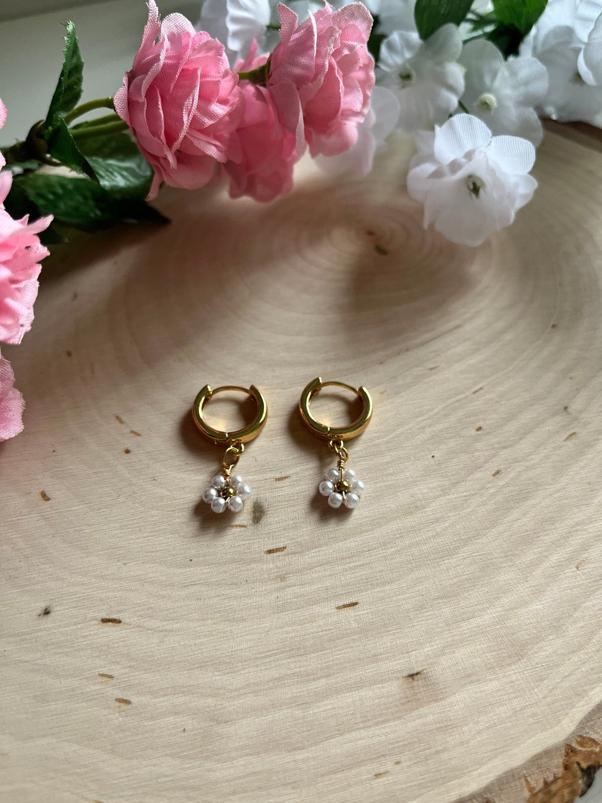 Gold Floral Huggies - Quarter Circle AK Boutique