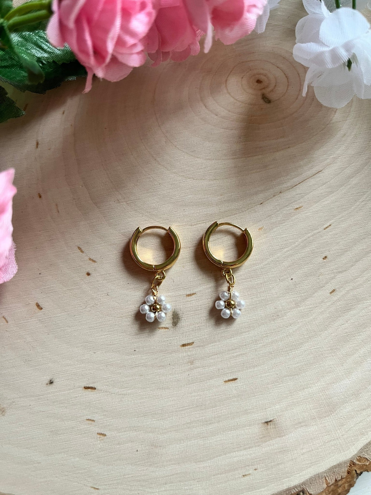 Gold Floral Huggies - Quarter Circle AK Boutique
