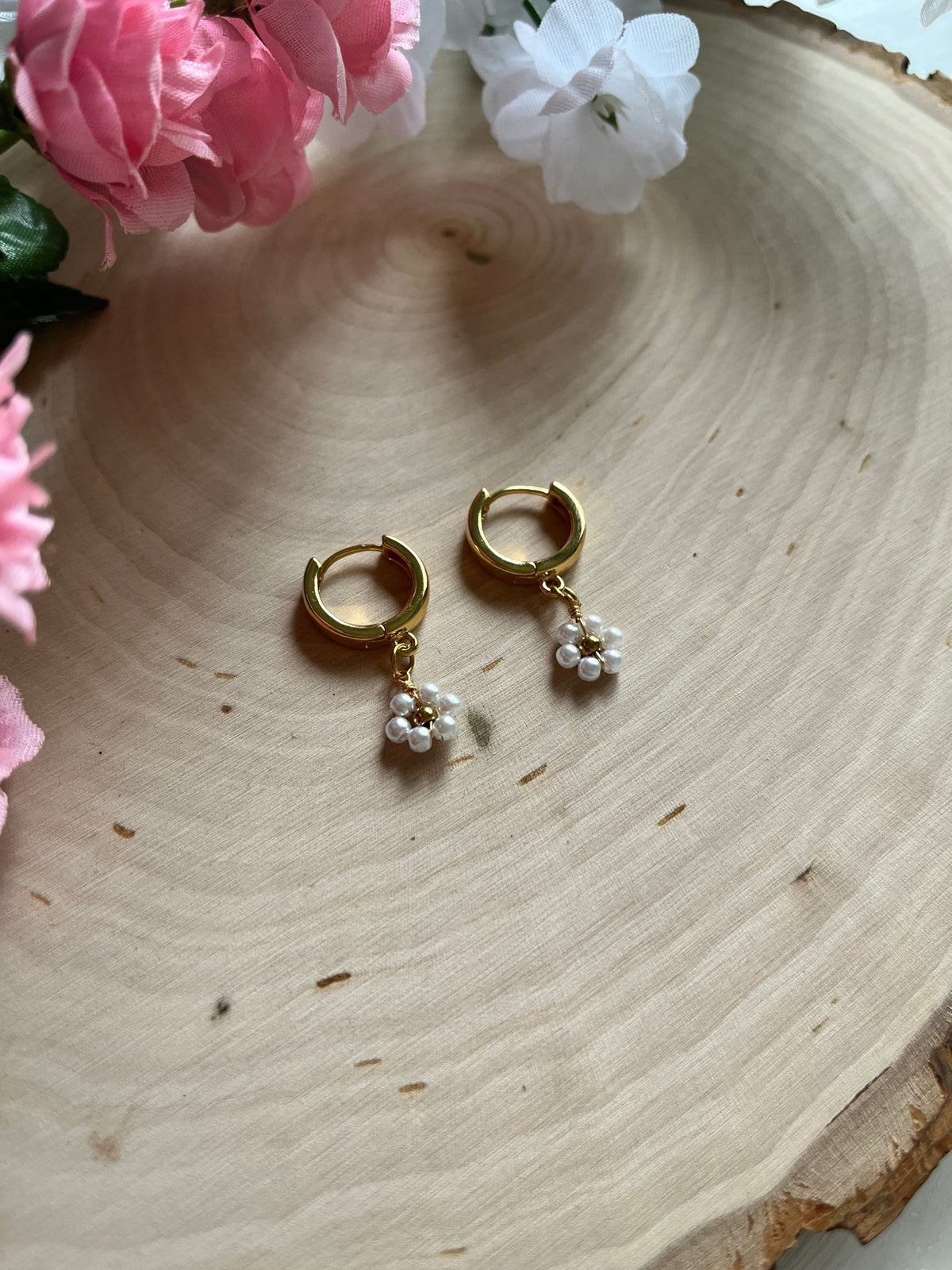 Gold Floral Huggies - Quarter Circle AK Boutique