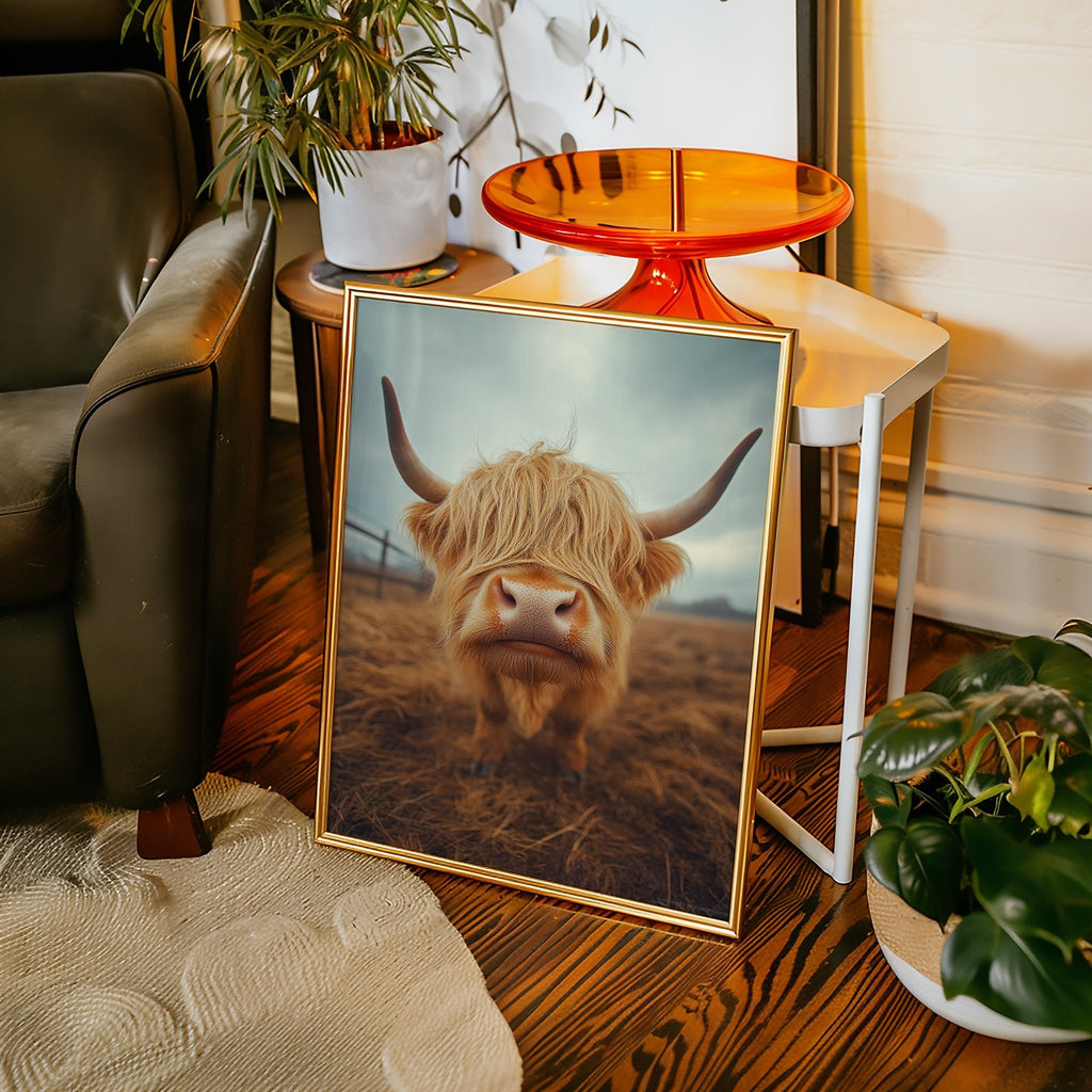 Golden Fluff and Attitude Highland Cow - Quarter Circle AK Boutique