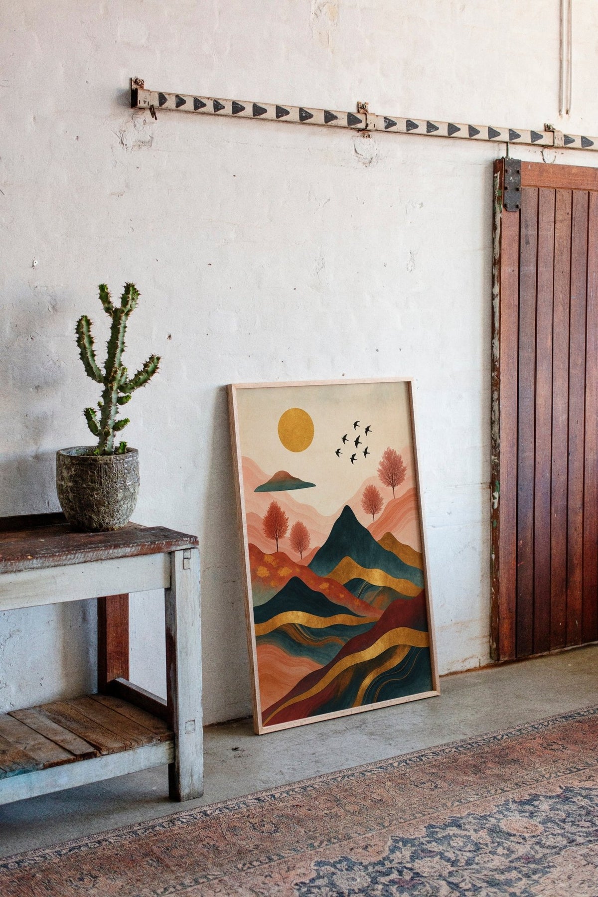 Golden Sun Over Vibrant Mountain Landscape Art Print - Quarter Circle AK Boutique