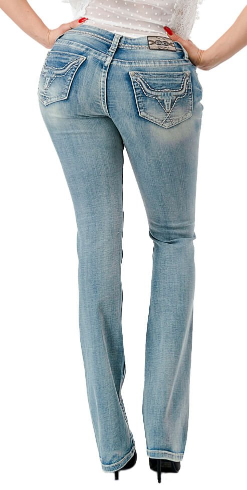 Grace in LA Women's Western 3D Steer Head Mid Rise Bootcut Jeans - Quarter Circle AK Boutique