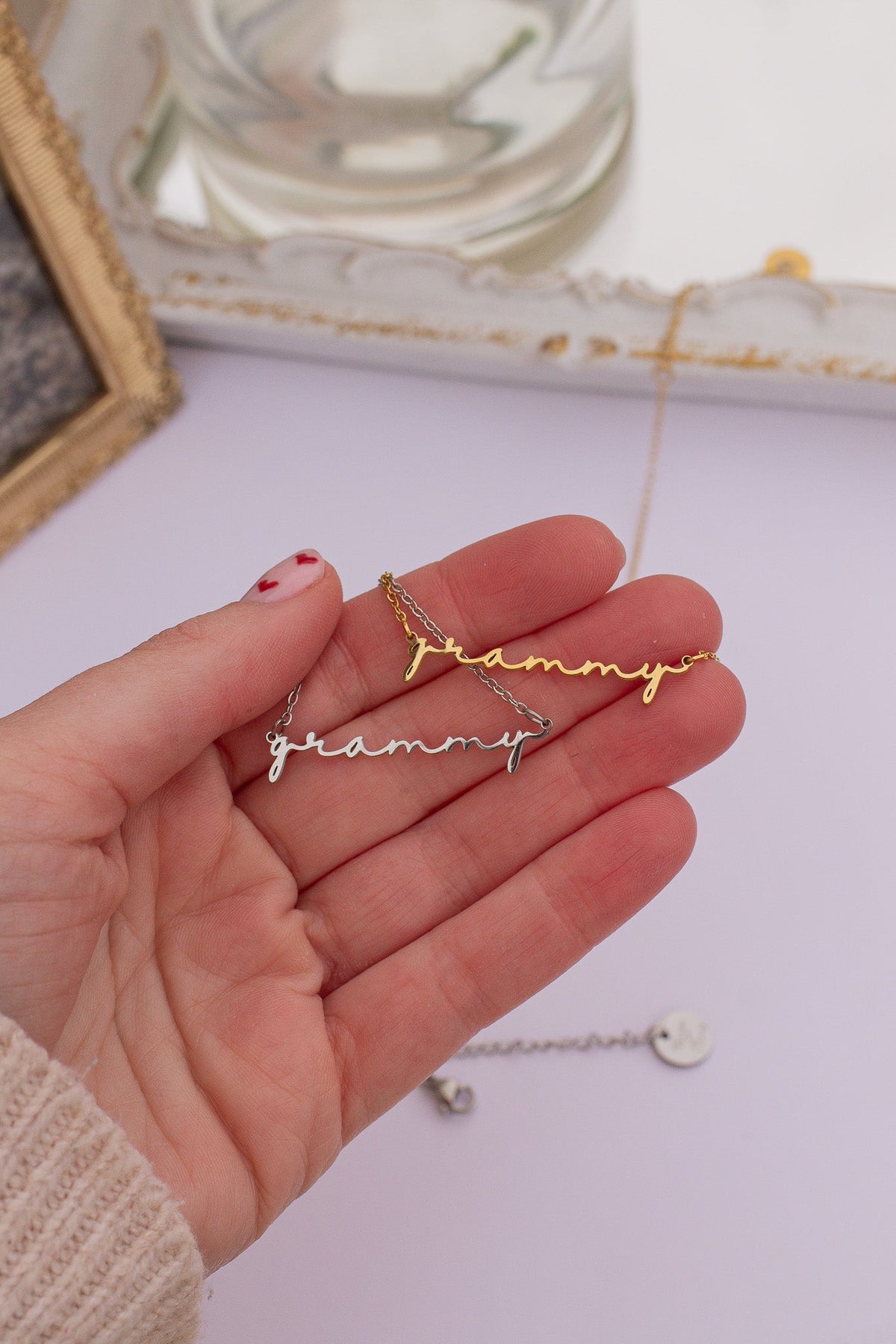 "Grammy" Necklace - Quarter Circle AK Boutique