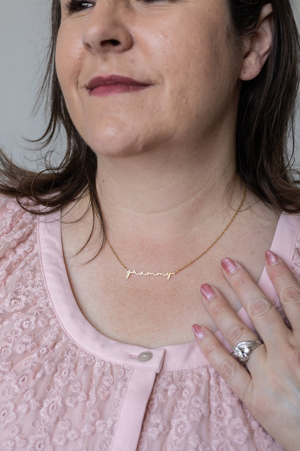 "Grammy" Necklace - Quarter Circle AK Boutique