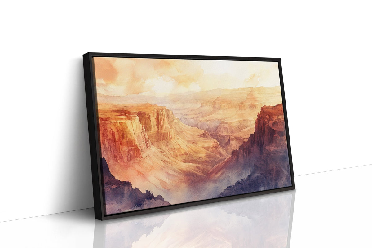 Grand Solitude – Watercolor Canyon Sunset Landscape Print - Quarter Circle AK Boutique