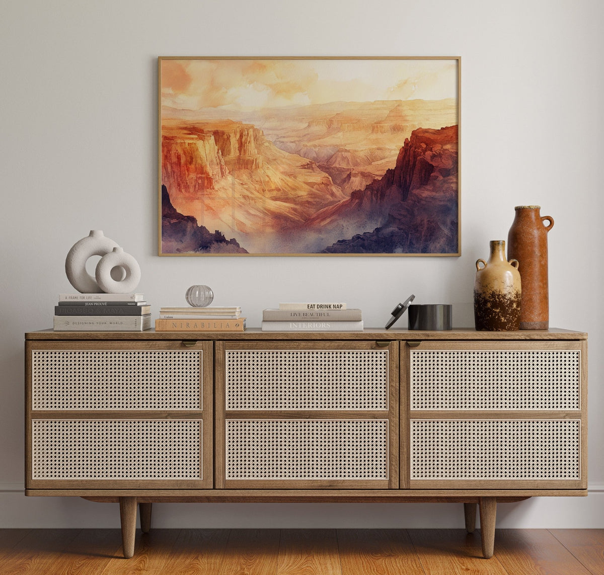 Grand Solitude – Watercolor Canyon Sunset Landscape Print - Quarter Circle AK Boutique