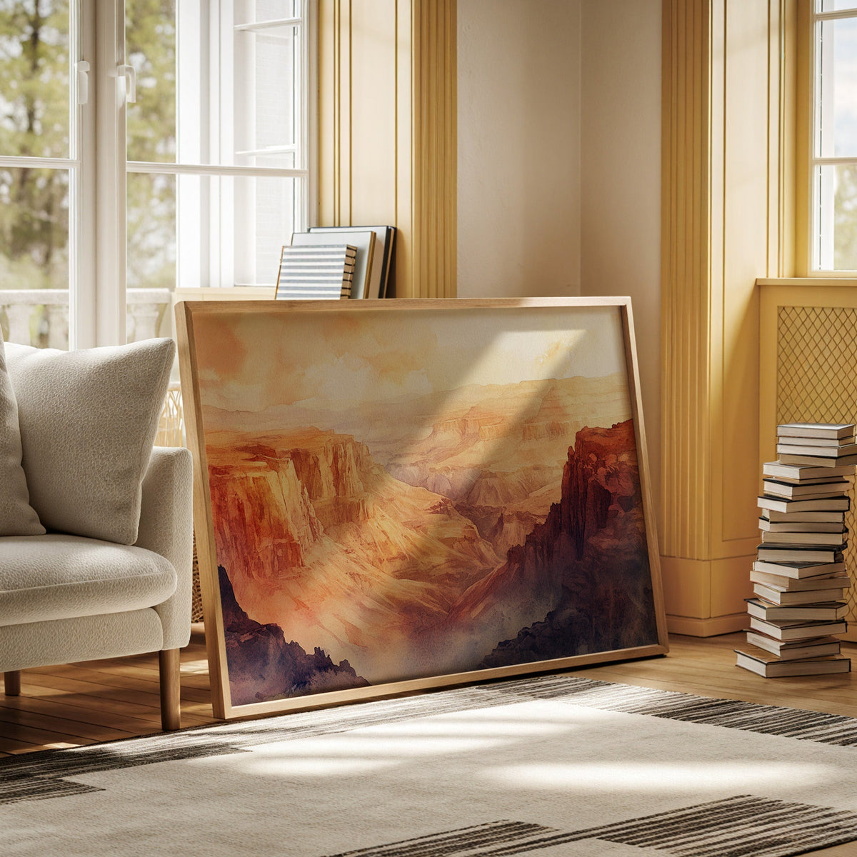 Grand Solitude – Watercolor Canyon Sunset Landscape Print - Quarter Circle AK Boutique