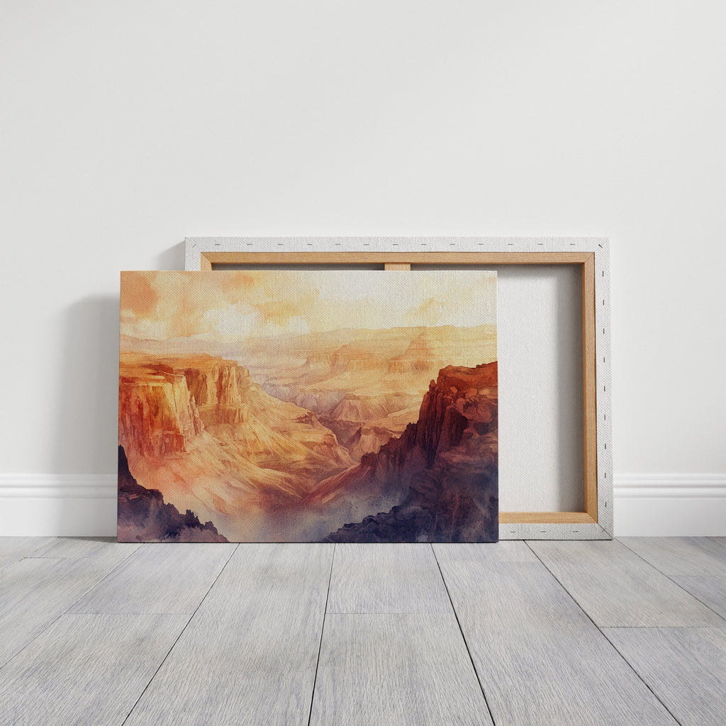 Grand Solitude – Watercolor Canyon Sunset Landscape Print - Quarter Circle AK Boutique