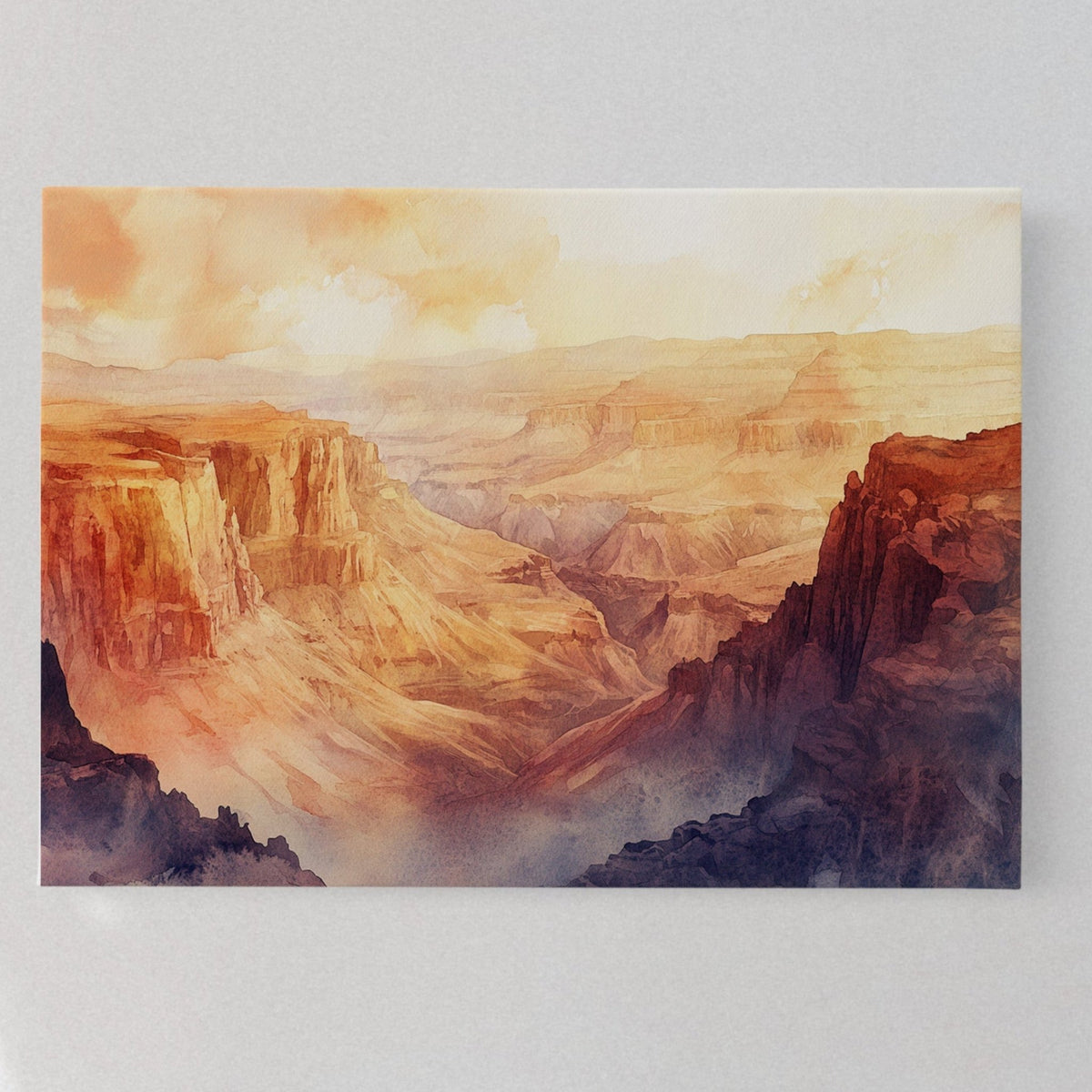 Grand Solitude – Watercolor Canyon Sunset Landscape Print - Quarter Circle AK Boutique