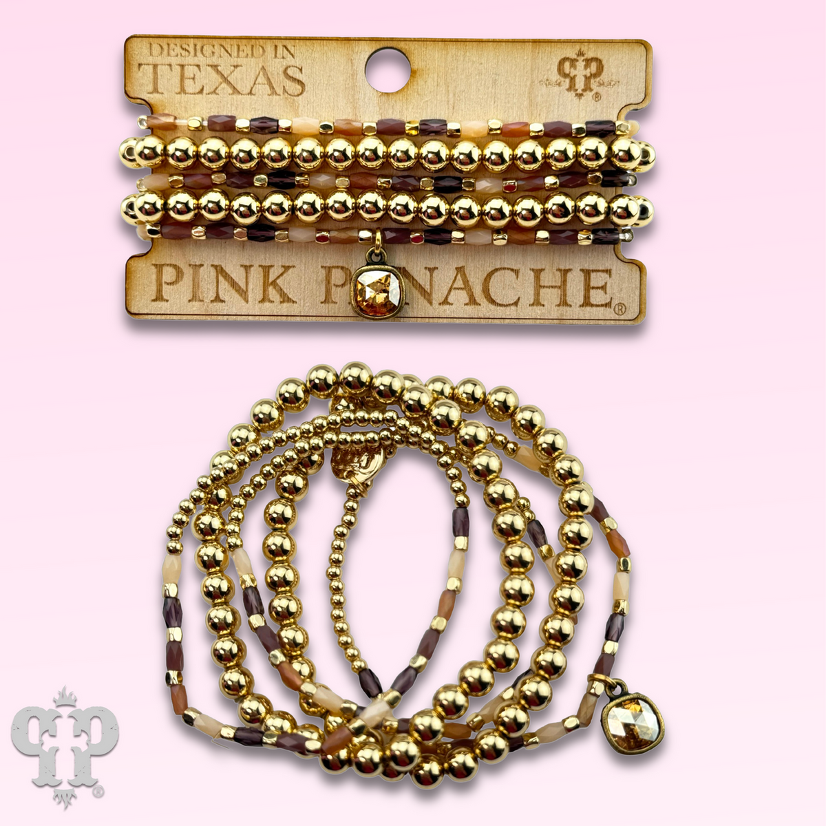 Gold bead bracelet set with crystals from Swarovski®- LC