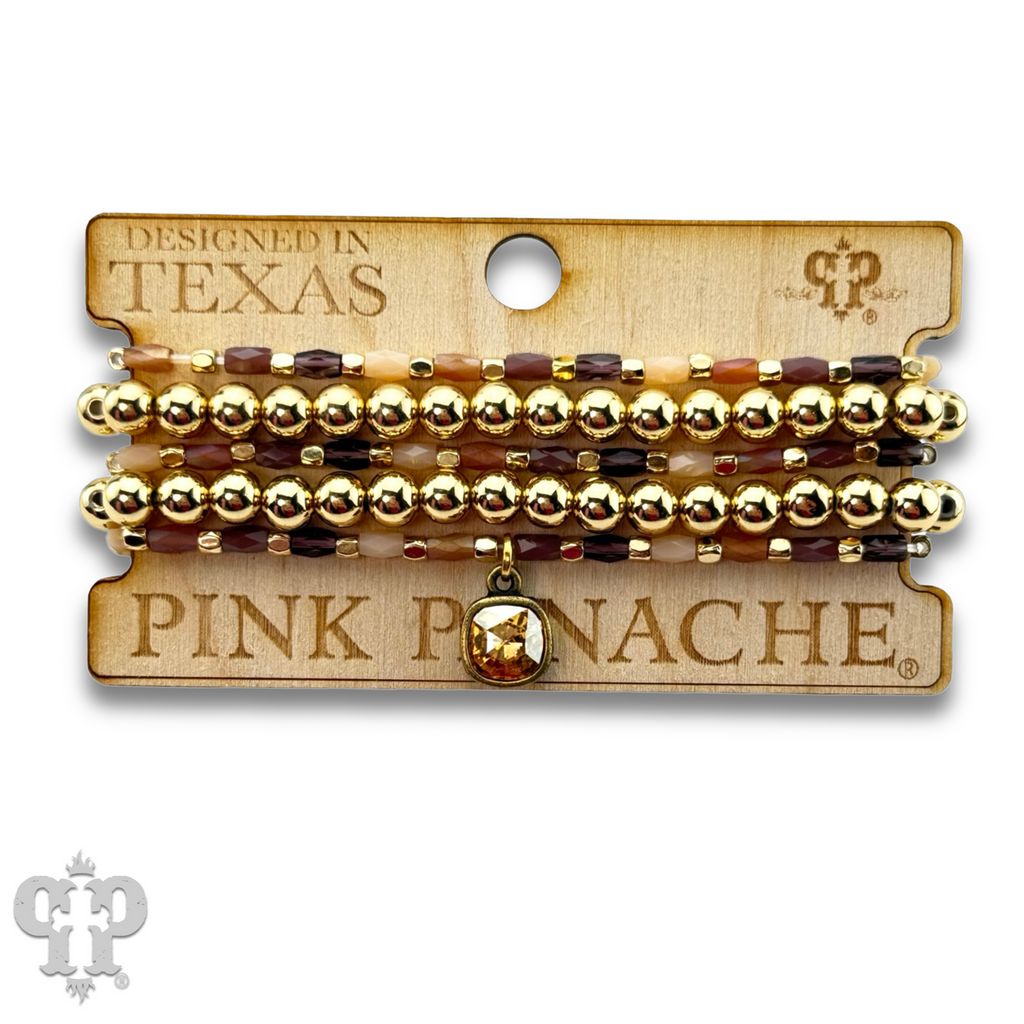 Gold bead bracelet set with crystals from Swarovski®- LC