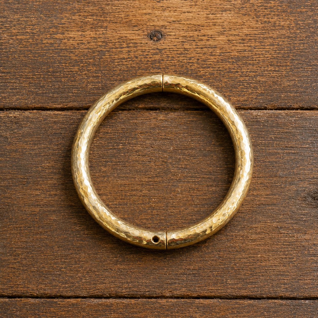 Hammered Style - Gold Cowboy Bull Ring Bangle Bracelet