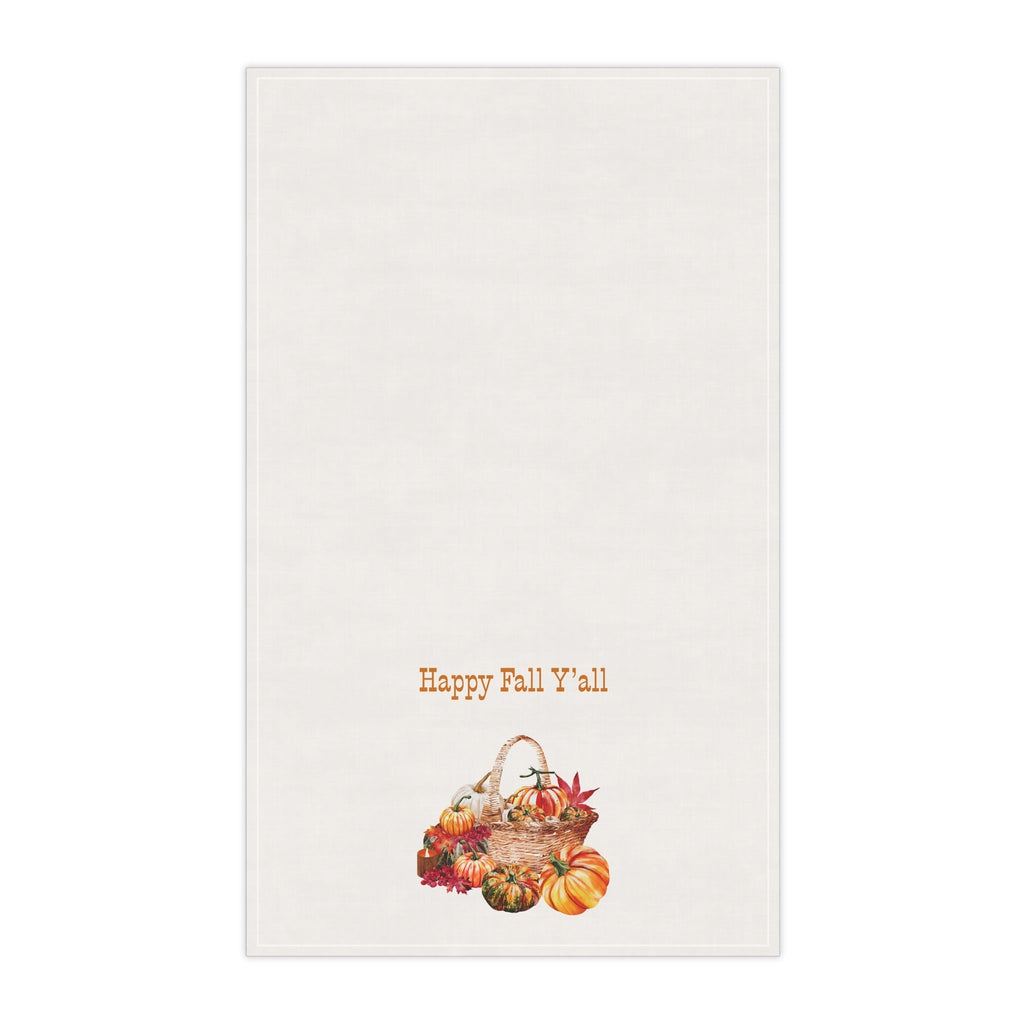 "Happy Fall Y'all!" Autumn Kitchen Tea Towels, Cozy Fall Home Decor, Thanksgiving Gift, Welcome to Fall Y'all, Farmhouse Style Kitchen Linen - Quarter Circle AK Boutique
