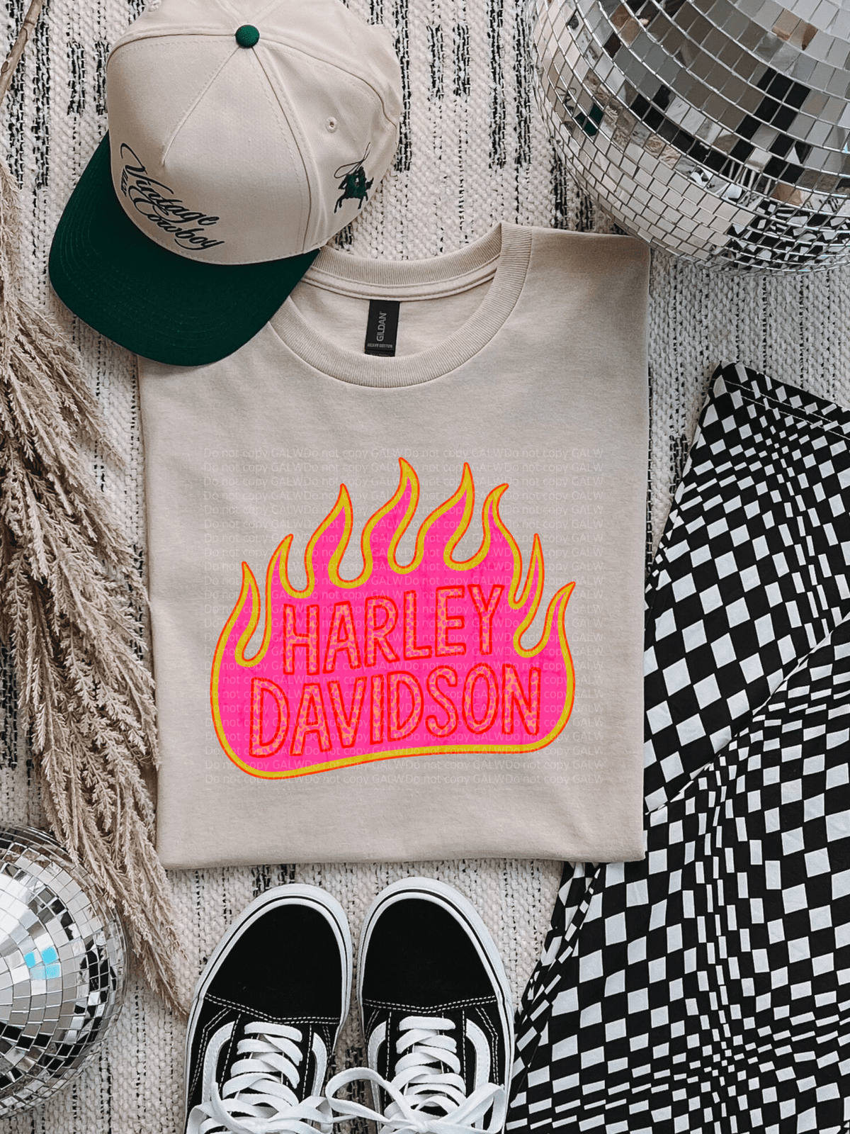 Harley HOT PINK & LIME GREEN FLAME tee or sweatshirt - Quarter Circle AK Boutique