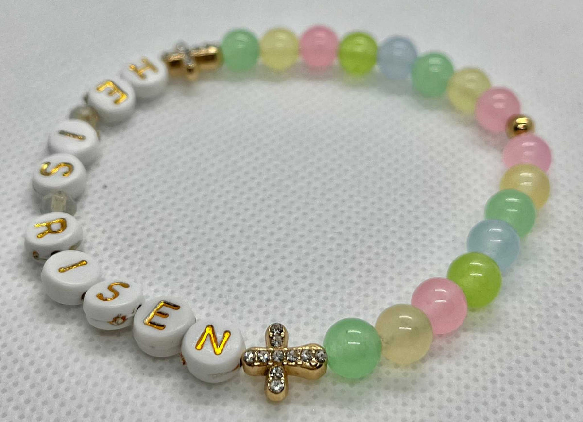 He Is Risen Bead Bracelet – Handmade Christian Jewelry - Quarter Circle AK Boutique