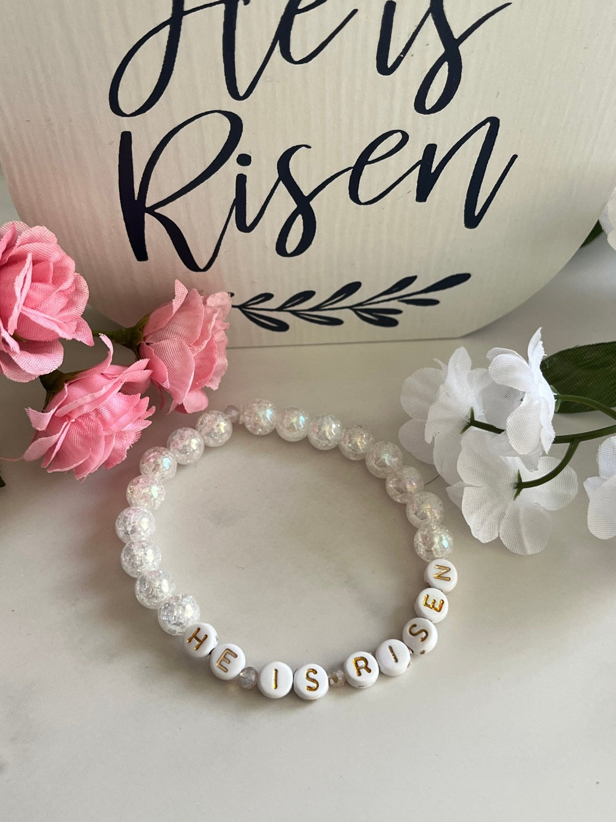 He Is Risen Bead Bracelet – Handmade Christian Jewelry - Quarter Circle AK Boutique